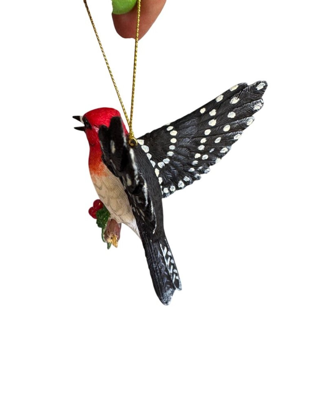 Danbury Mint Red Bird Ornament Hand-Painted Hanging Resin Decoration - Picture 6 of 7